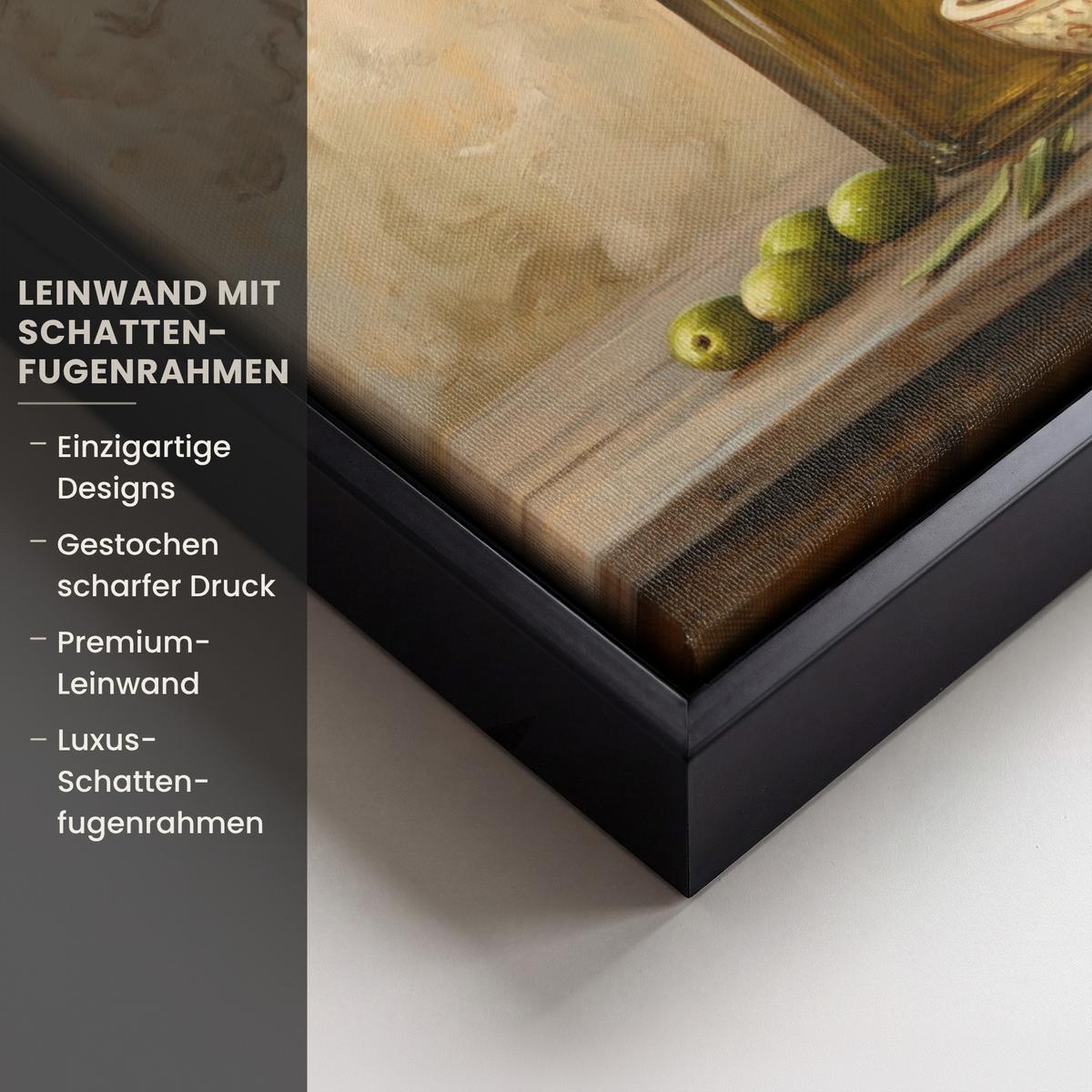 LEINWAND Bilder mit Rahmen - Oliven - Stilleben - Vintage - 30x20 - Olivgrün, Textil (30/20cm) - MuchoWow