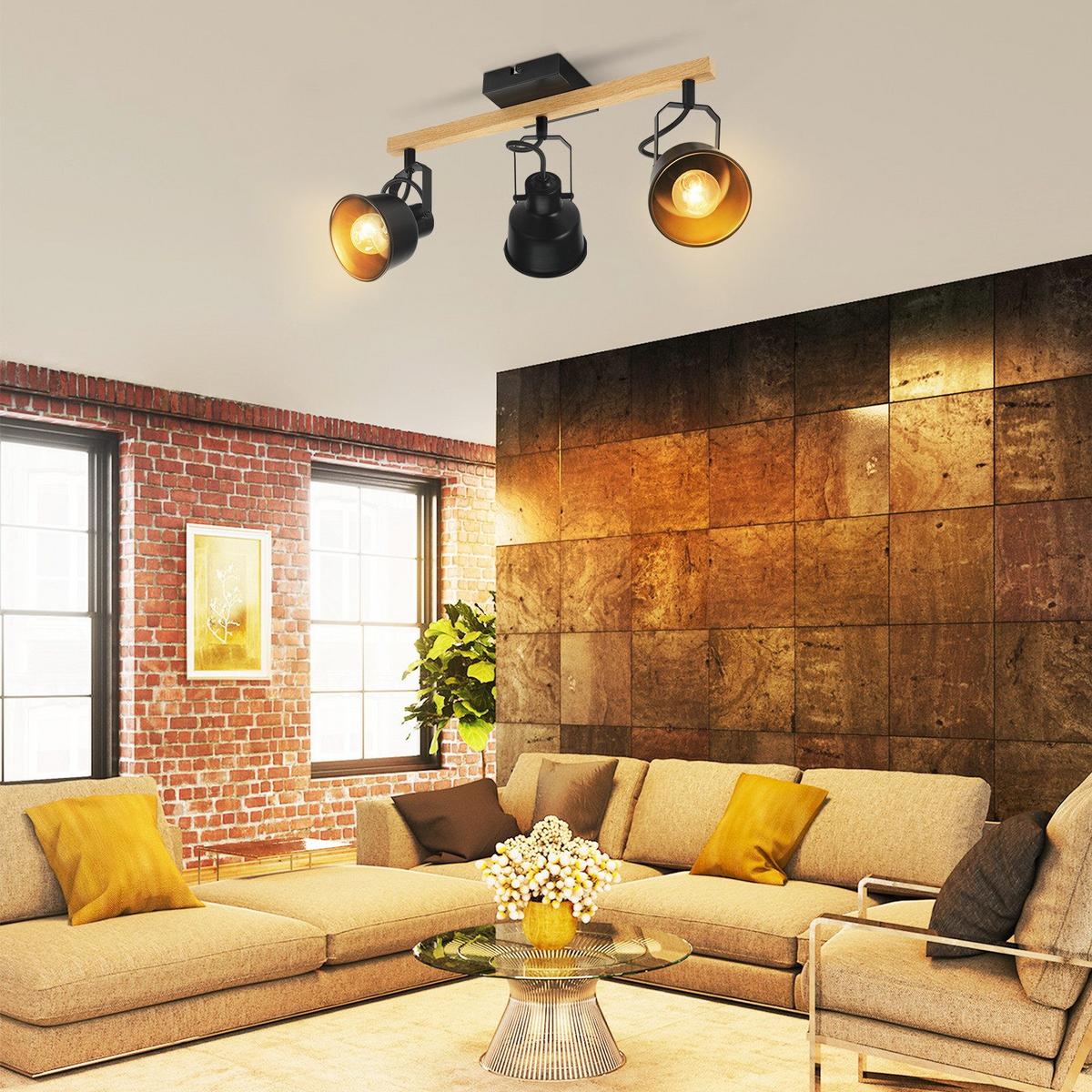 DECKENSTRAHLER Dudley 3-flammig 46.5/14/19cm - Schwarz, Metall (46.5/14/19cm) - Nettlife