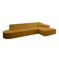 ECKSOFA Ottomane Rechts IREA-L2-v4 - 327x165x77 cm Senfgelb - Grün, Holzwerkstoff/Textil (327/165cm) - ALTDECOR