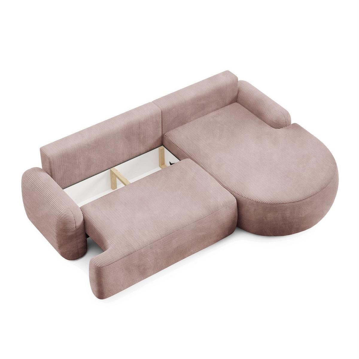 ECKSOFA CLEO II mit Schlaffunktion Version Rechte Poso 145 - Rosa, Textil (264/172cm) - Lookway