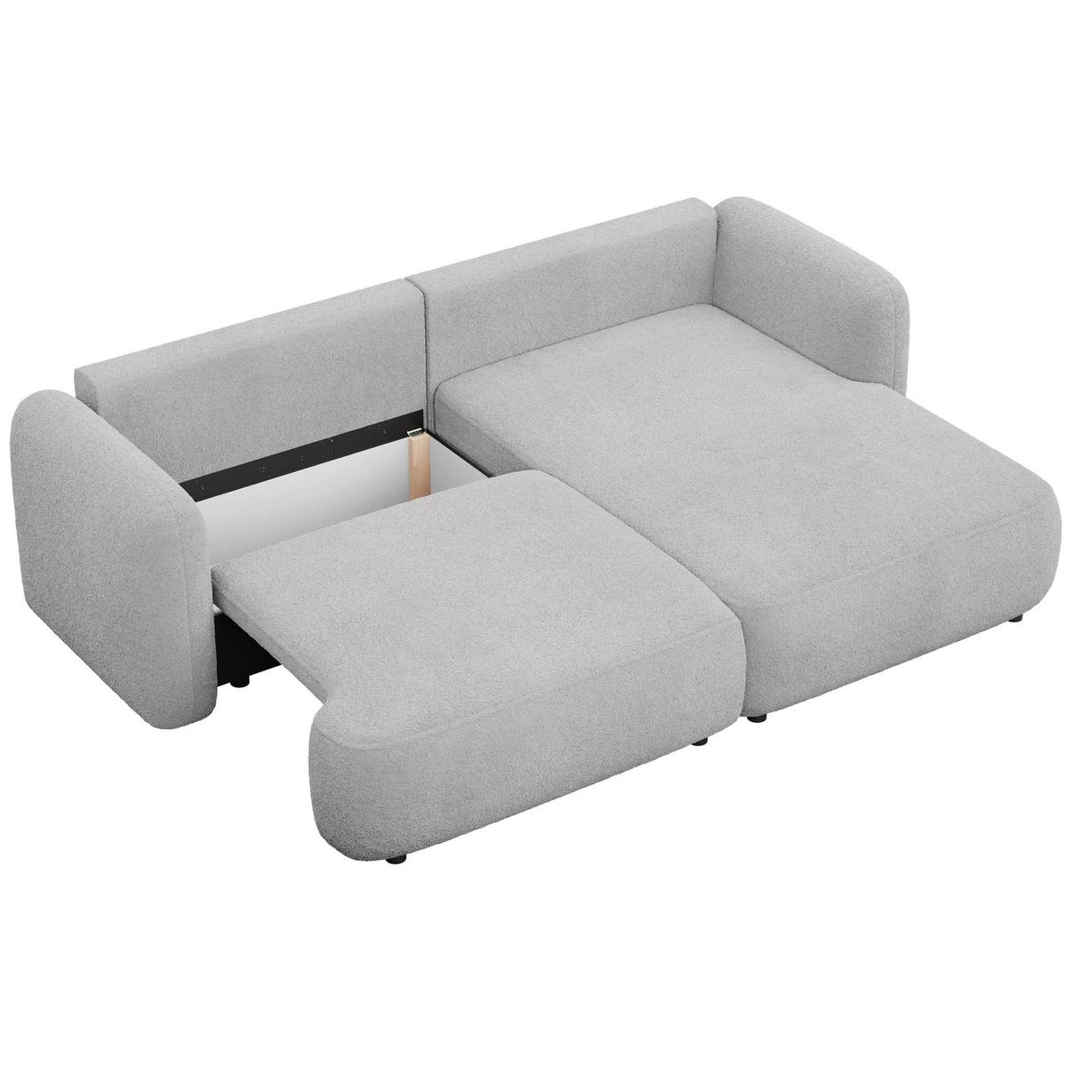 ECKSOFA Tvoya Hellgrau Bouclé - Hellgrau/Schwarz, Kunststoff/Textil (175/267cm) - Selsey