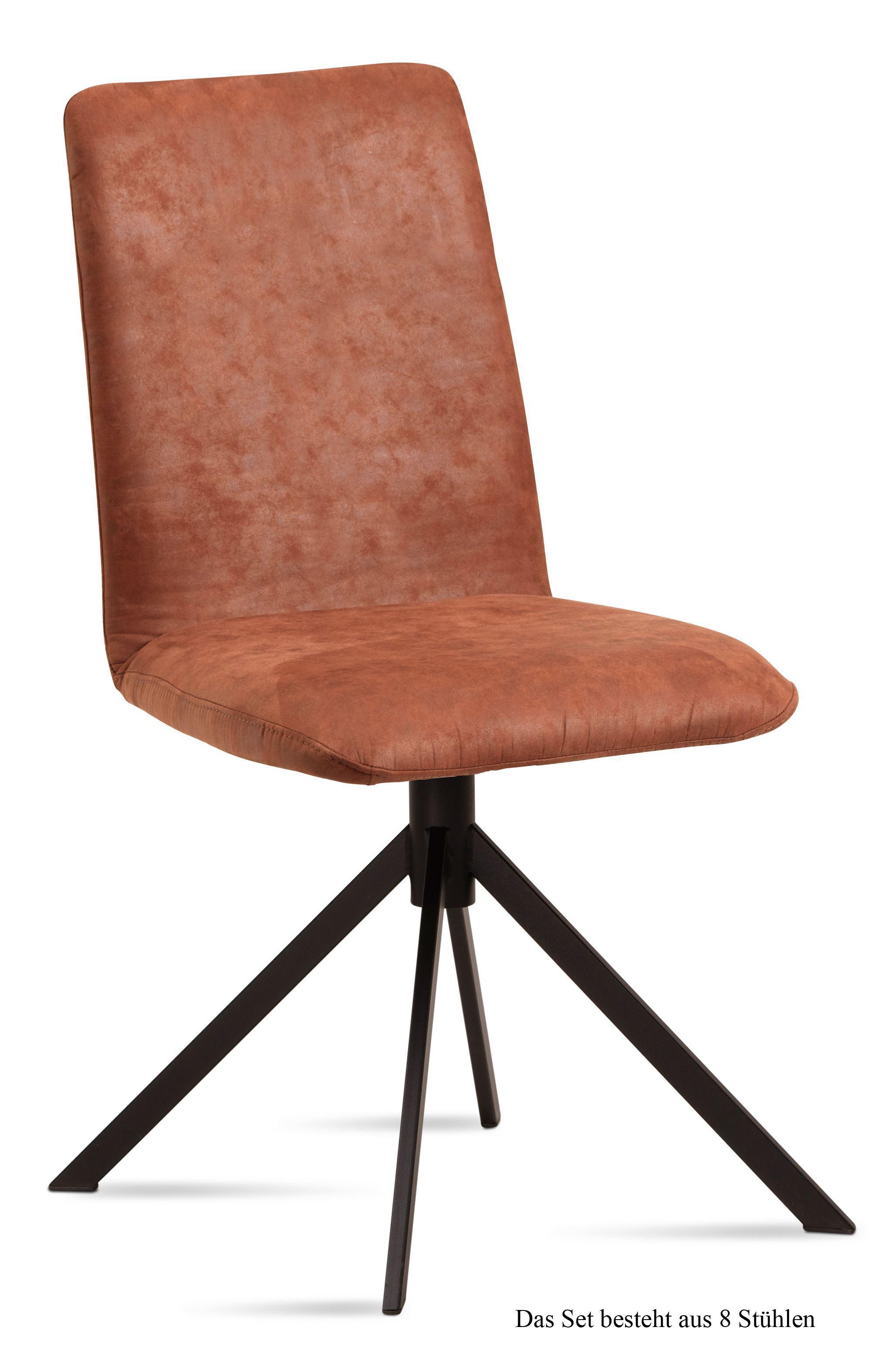 ESSZIMMERSTUHL (8er-Set) Dredi 47x92x60 Schwarz/Cognac - Cognac/Schwarz, Kunststoff (60/92/47cm) - 58aufmkessel