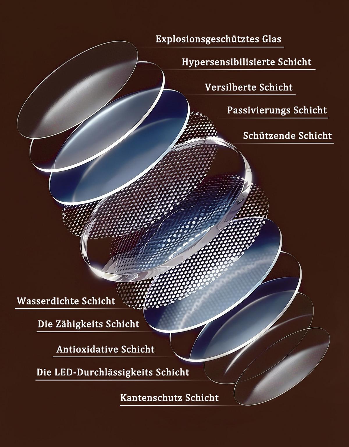 BADSPIEGEL mit Beleuchtung Laryn 3/60/80 cm - Weiß, Glas (60/80/3cm) - ZMH