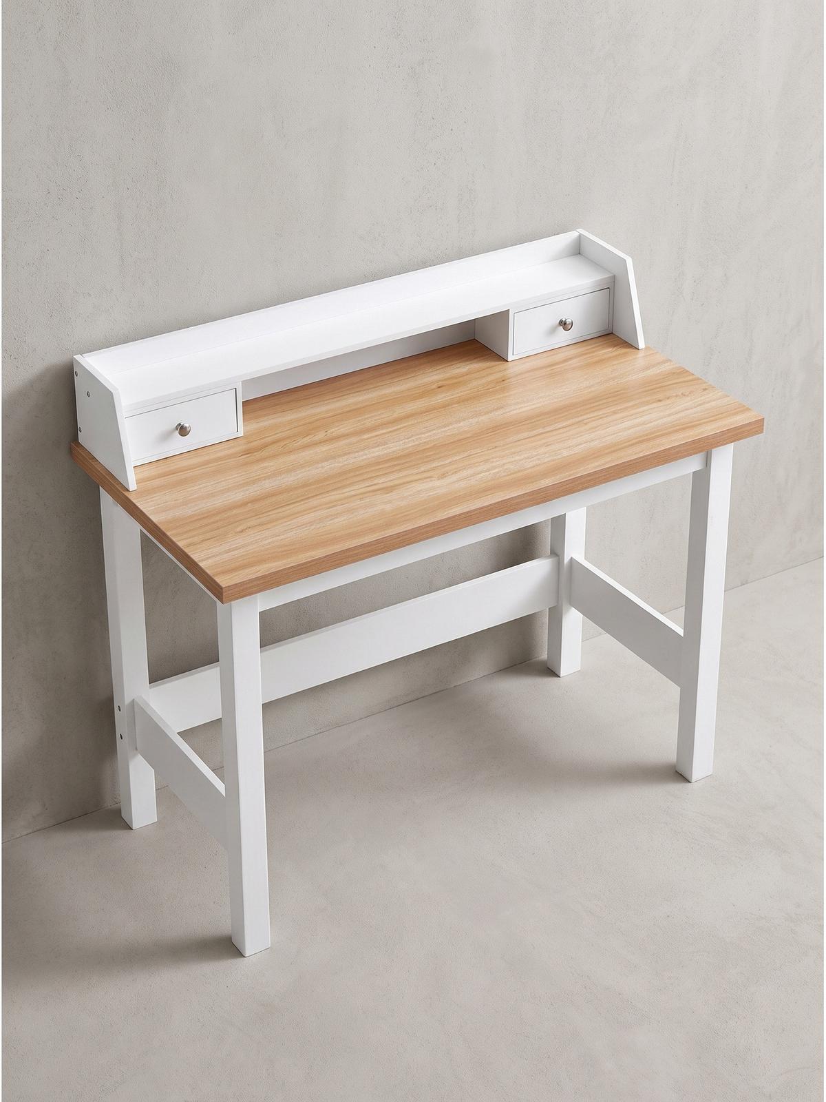 SCHREIBTISCH GENUA, MDF, Natur-Weiß, 106 x 53 x 90 cm - Weiß, Holzwerkstoff/Metall (53/106/90cm) - KADIMA DESIGN
