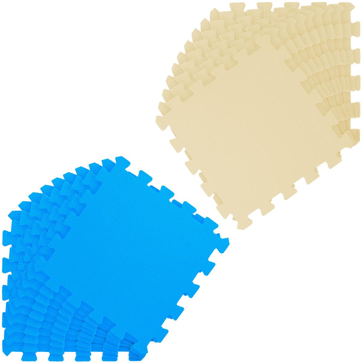 SPIELMATTE ab Null - 180/90/1 cm Puzzlematte Beige - Blau/Beige, Kunststoff (30/30cm) - Littletom