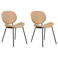 ESSZIMMERSTUHL 2er-Set Kunstleder Beige Luana - Beige, Textil/Metall (50/80/52cm) - Beliani