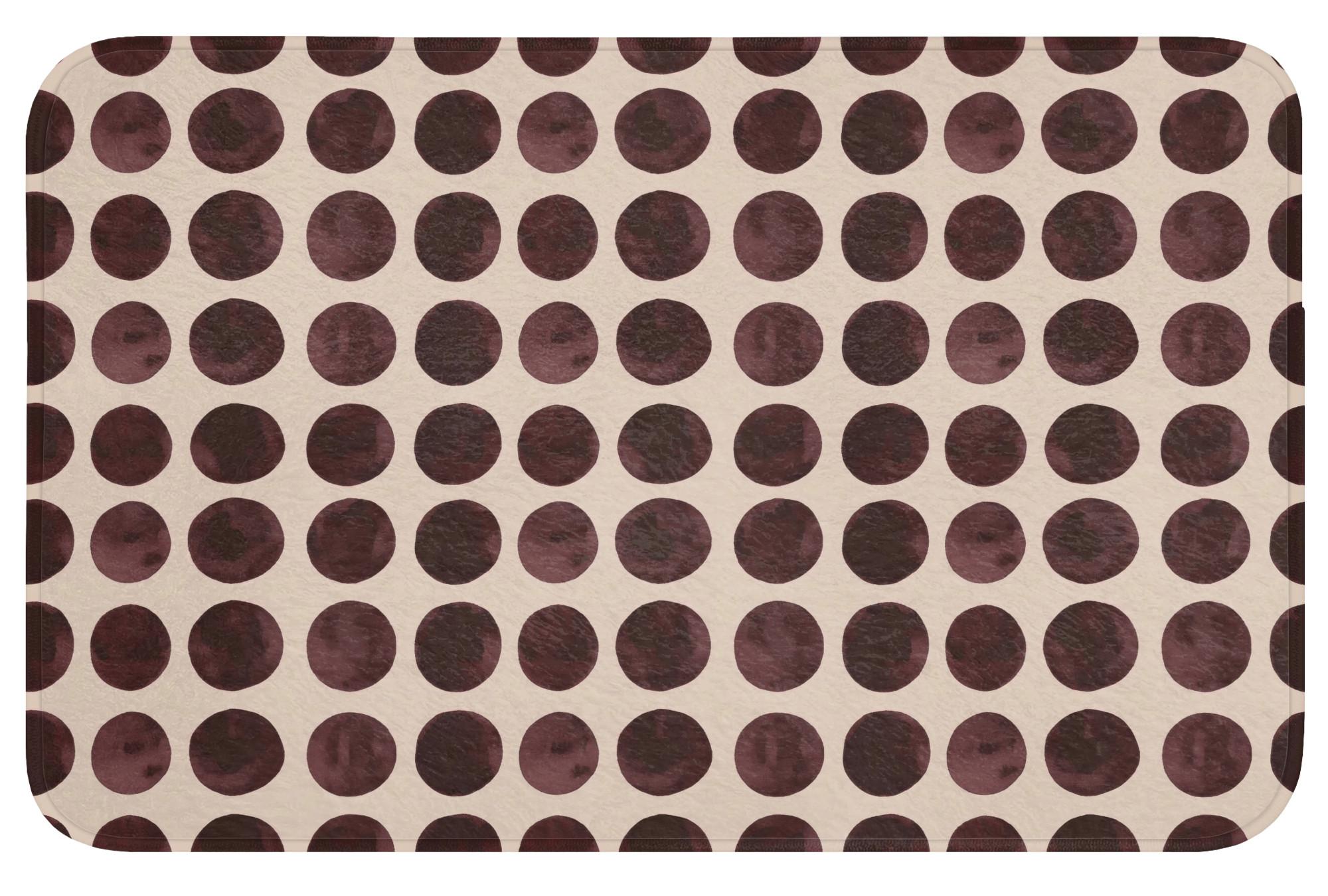 BADEMATTE Polka dots - Muster - Braun Badvorleger 80x50 cm - Bordeaux, Textil (80/50cm) - OnlyWow