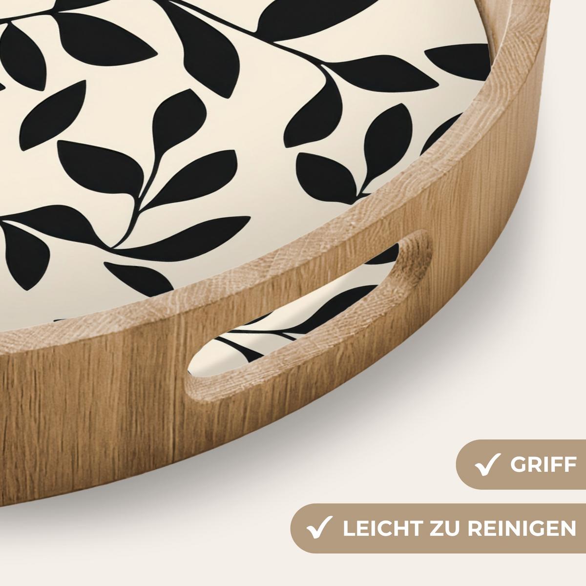 TABLETT Elegant - Gemustert - Schwarz - Beige 50x50 cm - Schwarz, Holz (50/5/5cm) - OnlyWow