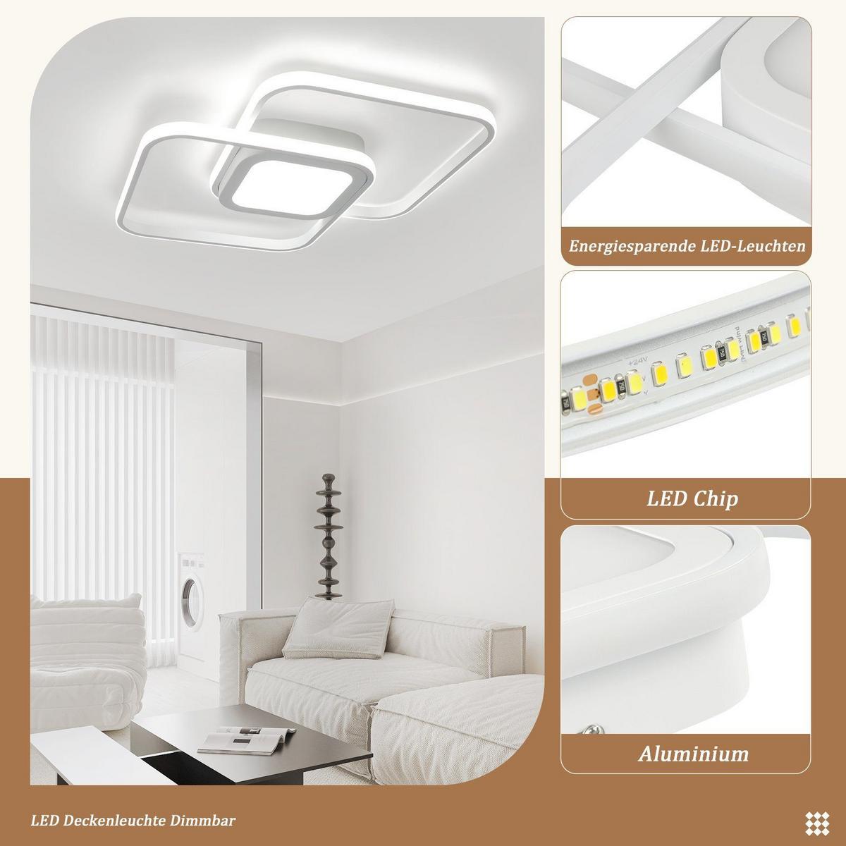 LED-DECKENLEUCHTE Carro 39/39/5 cm - Weiß, Metall (39/39/5cm) - Nettlife
