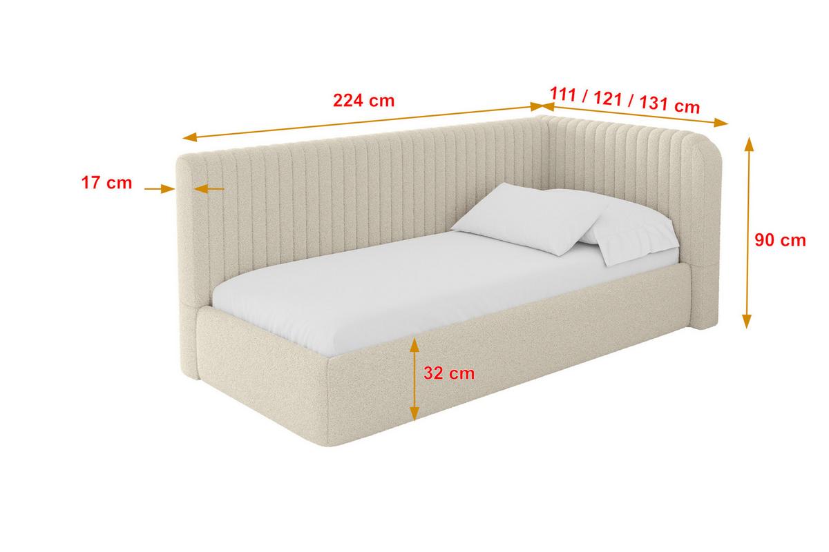 EINZELLBETT Jugendbett mit Bettkasten und Matratze H3/H4, Links - AURY 90x200 Dunkelbeige - Cappuccino, Holzwerkstoff/Textil (90/200cm) - ALTDECOR