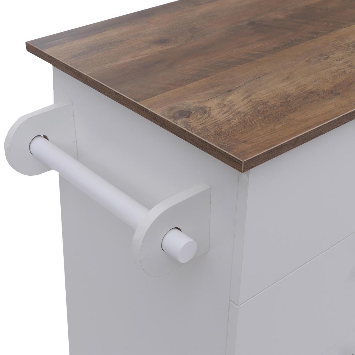 KÜCHENINSEL Weiß, Braun - Weiß/Braun, Holz (131/90/47cm) - MCW