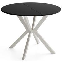 ESSTISCH Valio rund oval ausziehbar verlängerbar mit Metallbeinen in Kaschmir Grau, Schwarz 100-140/100/76 cm - Kaschmir/Beige, Holzwerkstoff/Metall (100/140/76cm) - WFL GROUP