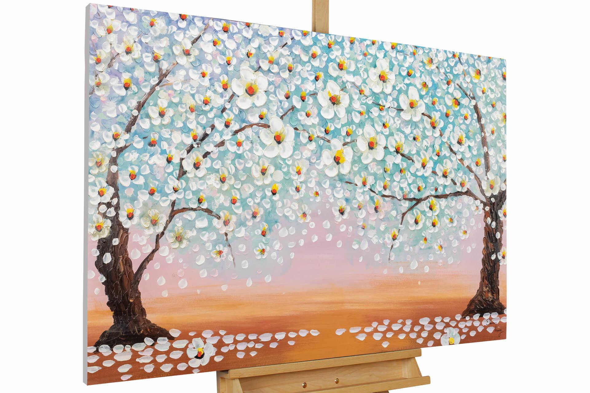 ACRYLBILD HANDGEMALT 120/80 cm - Weiß/Orange, Holz/Textil (120/80cm) - KUNSTLOFT