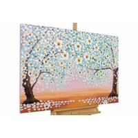 ACRYLBILD HANDGEMALT 120/80 cm - Weiß/Orange, Holz/Textil (120/80cm) - KUNSTLOFT
