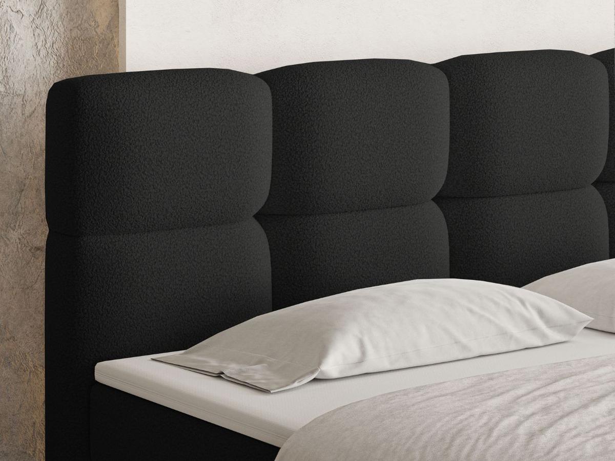 BOXBETT Rivon 160x200 Bouclé-Stoff Schwarz - Schwarz, Holz/Textil (160/200cm) - Graingold