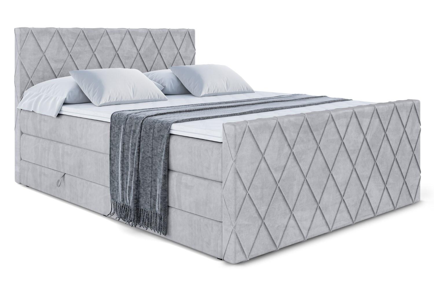 BOXSPRINGBETT LEPARO-Z KING - 160 x 200 - H3/H4 - Hellgrau - Hellgrau, Holzwerkstoff (160/200cm) - ALTDECOR