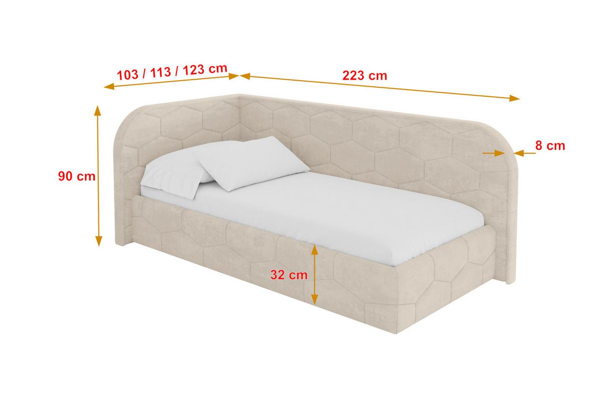 EINZELLBETT Jugendbett mit Bettkasten und Matratze H3/H4, Rechts - JAXY 80x200 Beige - Naturfarben, Holzwerkstoff/Textil (80/200cm) - ALTDECOR
