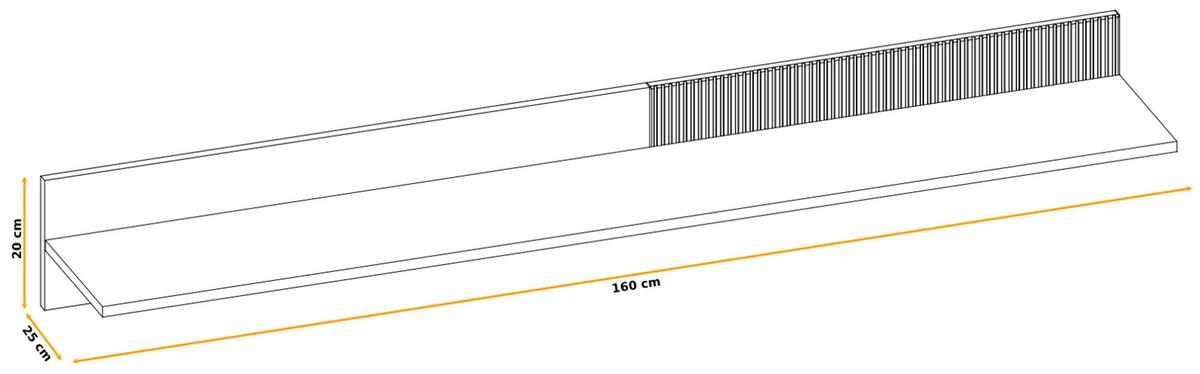WANDBOARD Eiche Viking, Kaschmir 160 cm, Wandregal mit gefrästen Rillen - Kaschmir/Eichefarben, Holzwerkstoff (160/20/25cm) - Inn.Furn