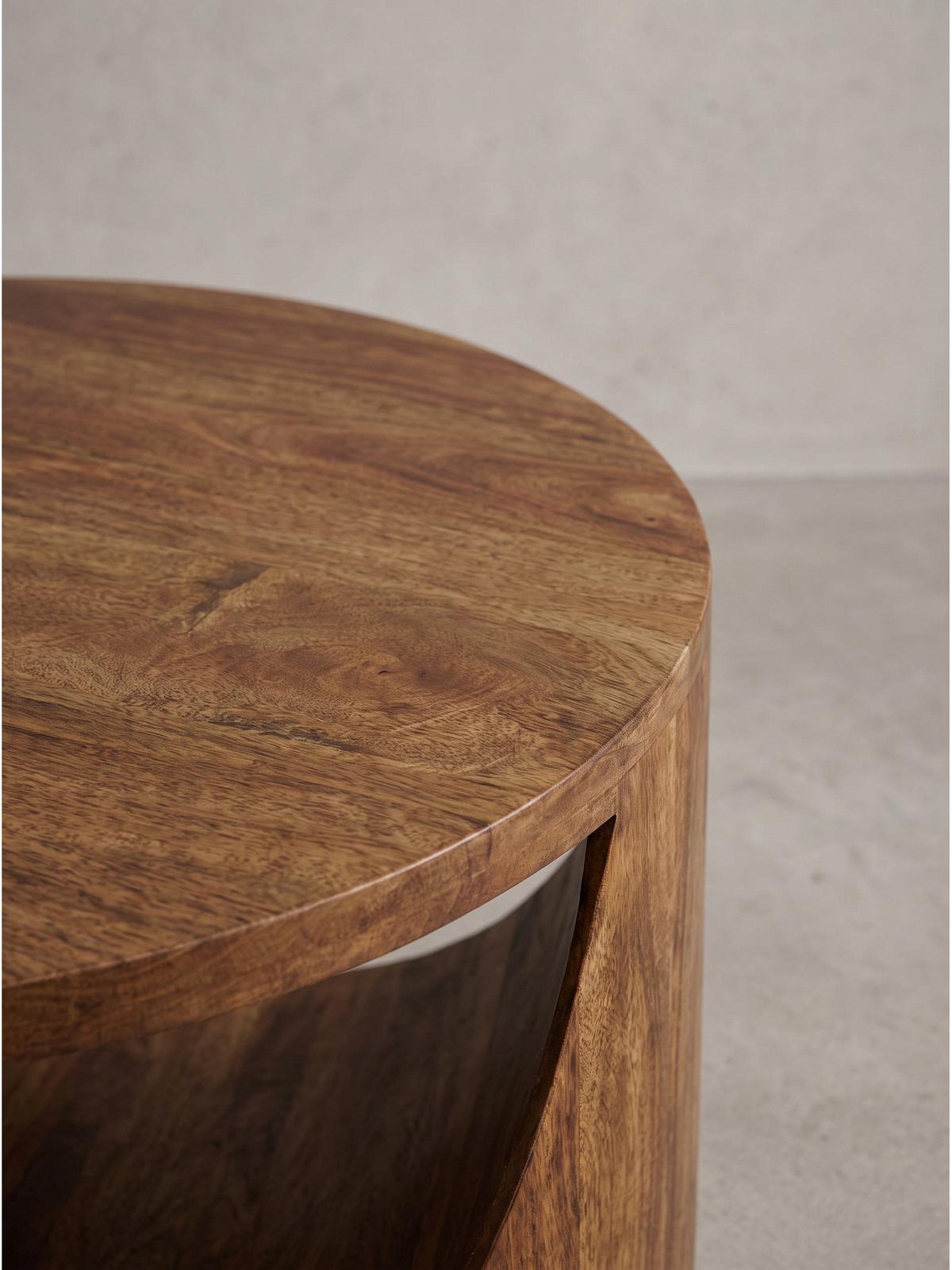 COUCHTISCH ANTEQUERA, Mango Massivholz, mit Ablagen, Ø 60 x 36 cm - Dunkelbraun/Braun, Mangoholz/Holz (60/60/36cm) - KADIMA DESIGN