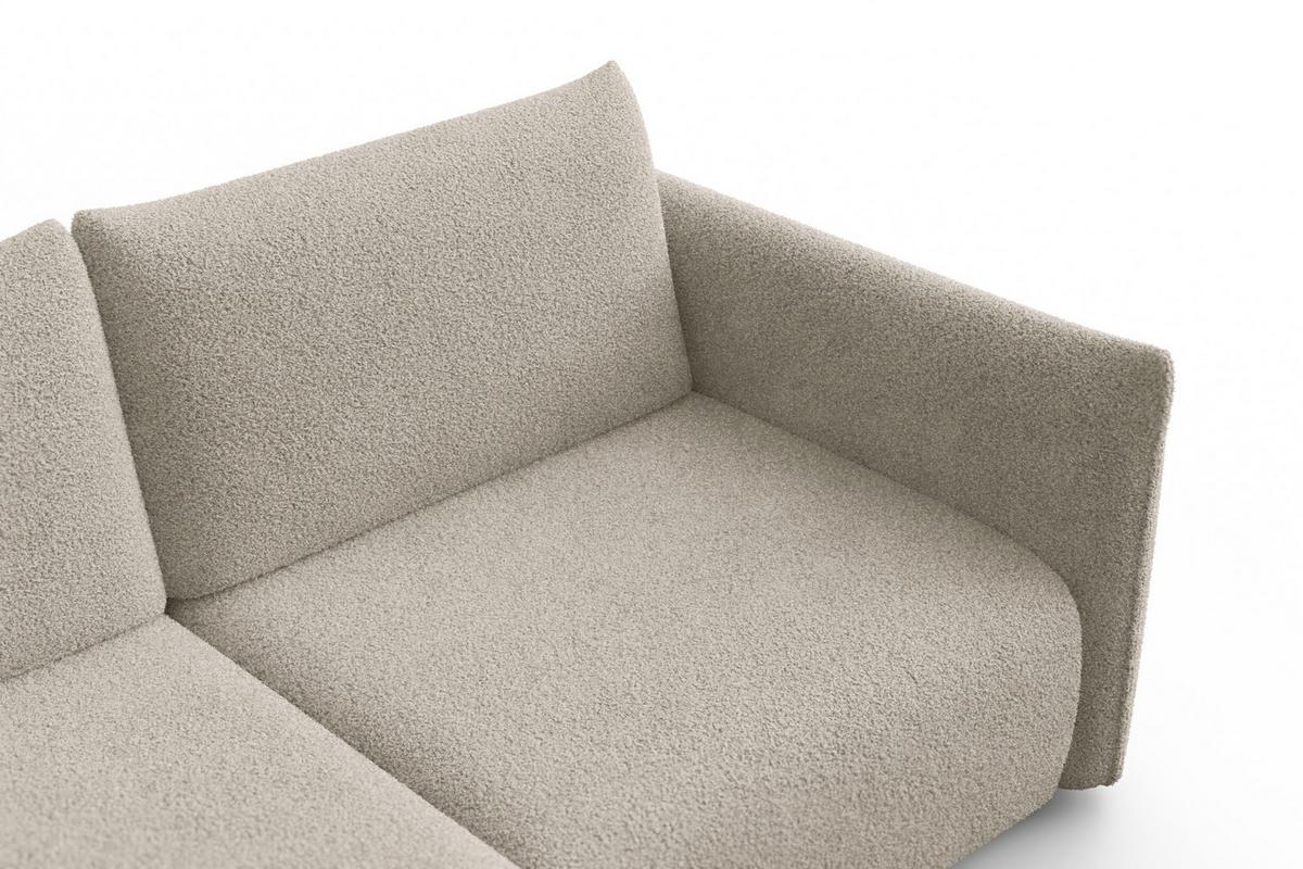 ECKSOFA TAUER 3-Sitzer LINKS, Bouclé-Stoff beige - Beige/Schwarz, Holz/Textil (173/206cm) - Courtois Laville