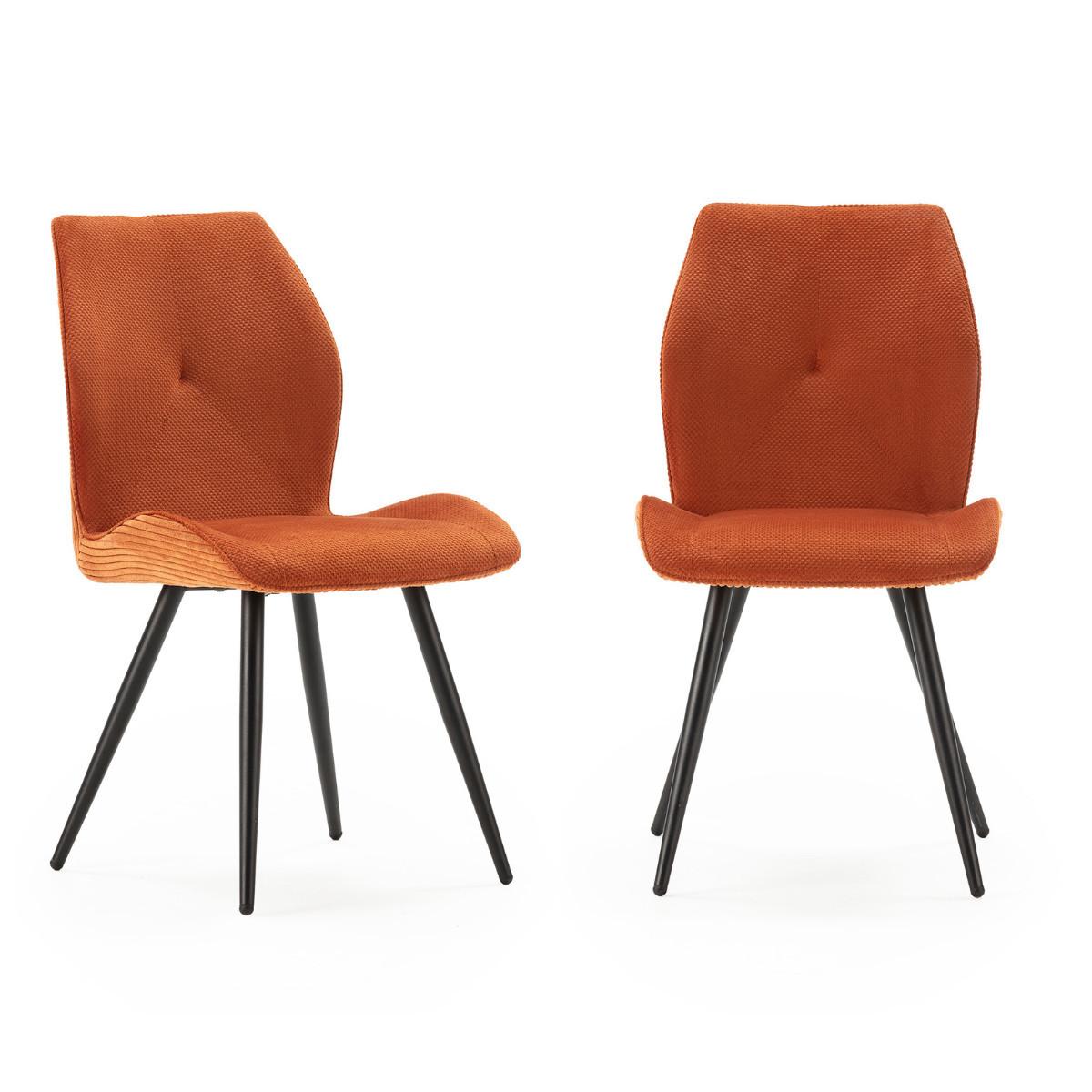STÜHLEN (Set aus 2) aus stoff mit schwarzen metallbeinen - adaya 46/62/49,5 cm - Orange, Textil (62/49.5/46cm) - Calicosy