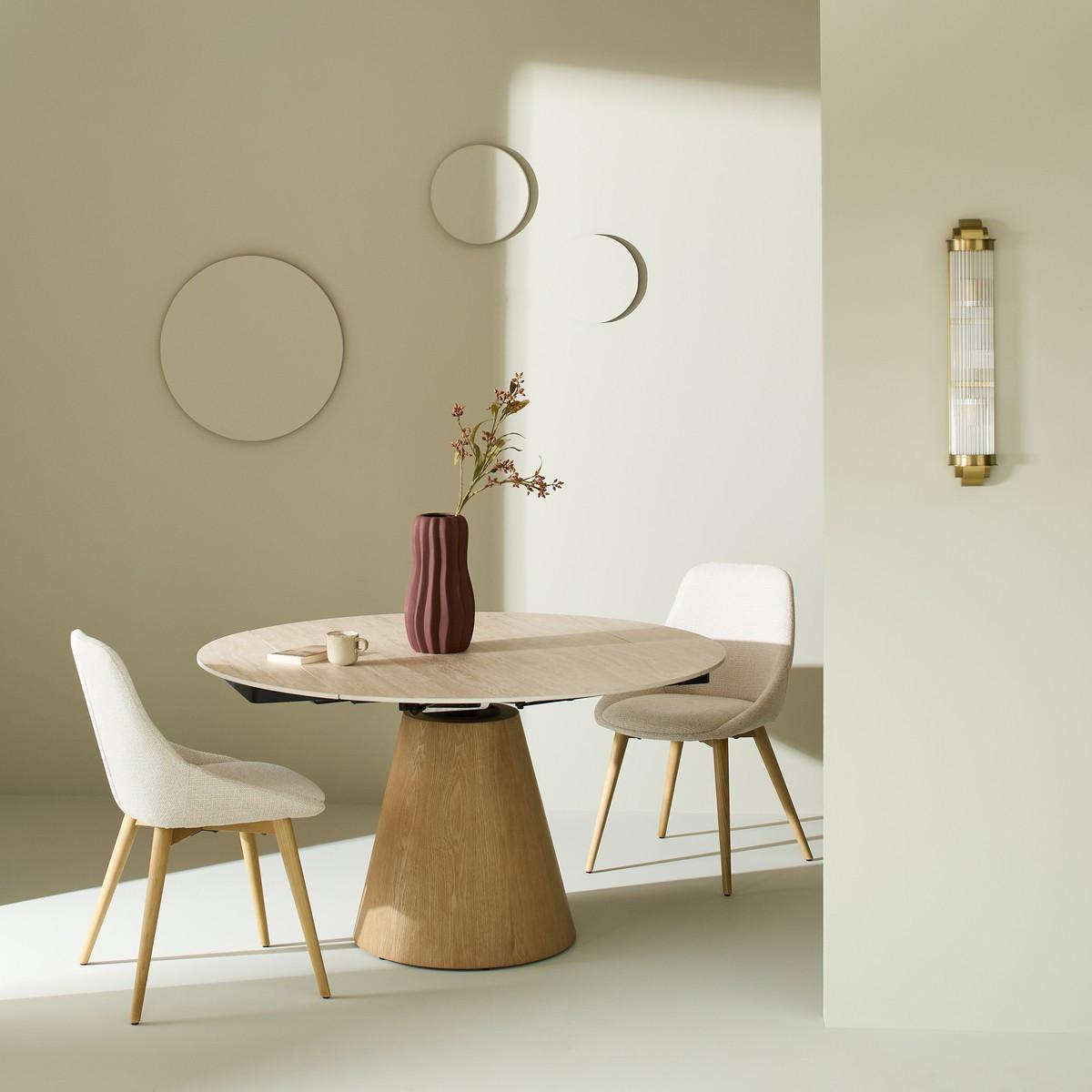 KERAMIKTISCH mit Erweiterungen Rund 135/180/90 cm - Beige, Keramik (98/180/90cm) - Signature