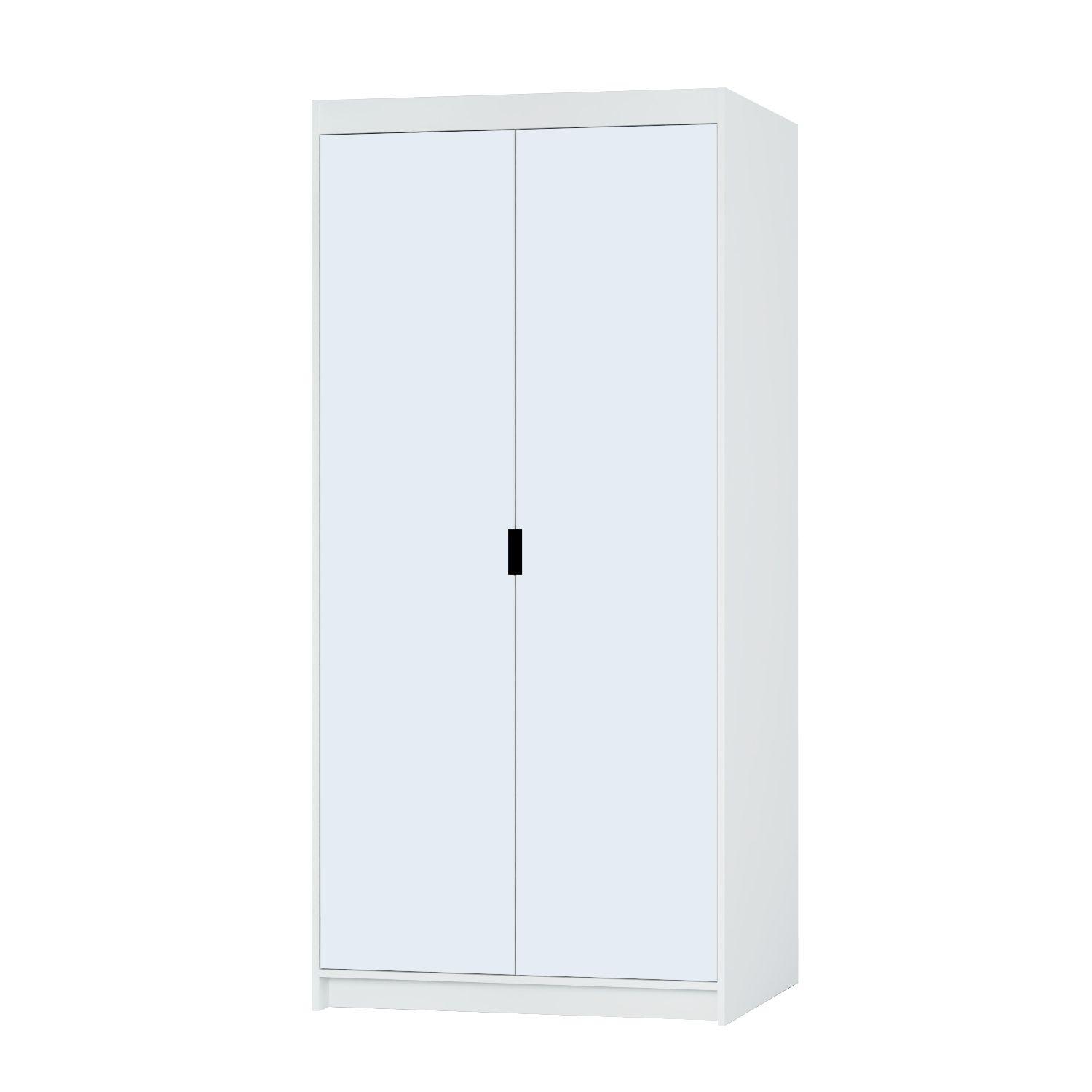 DREHTÜRENSCHRANK ELENORA 89,7/190,5/53cm 2-türig mit Spiegel Weiß - Weiß, Holzwerkstoff (89.7/190.5/53cm) - MASSENO
