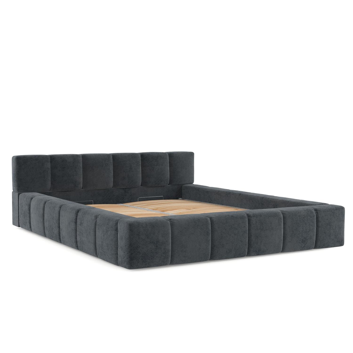 POLSTERBETT Milos mit Stauraum 160/200 cm Anthrazit im Terra NW Stoff - Anthrazit/Schwarz, Holz/Holzwerkstoff (160/200cm) - AltaBeds
