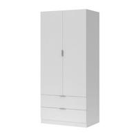 SCHRANK 2 Türen 2 Schubladen 81,2/180/52 cm - Weiß, Holzwerkstoff (81.2/180/51cm) - Calicosy