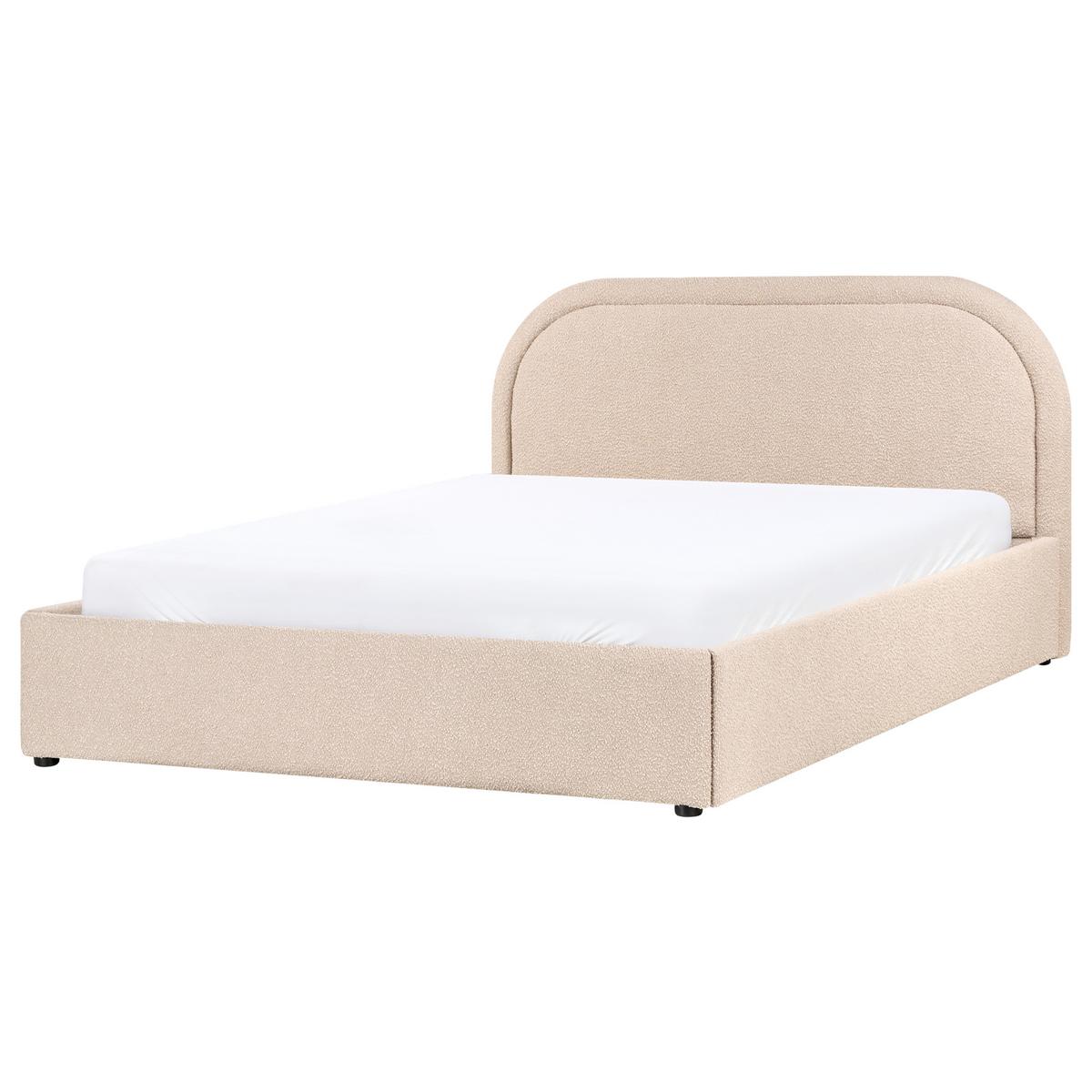 BETT mit Stauraum 140/200 cm Bouclé Beige Quillien - Beige, Textil (140/200cm) - Beliani