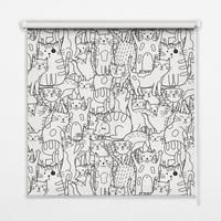 INNENROLLO - Fensterrollo - Rollo - 130x140 cm - Gezeichnete Katzen - Grau, Kunststoff (130/140/0.5cm) - TULUP