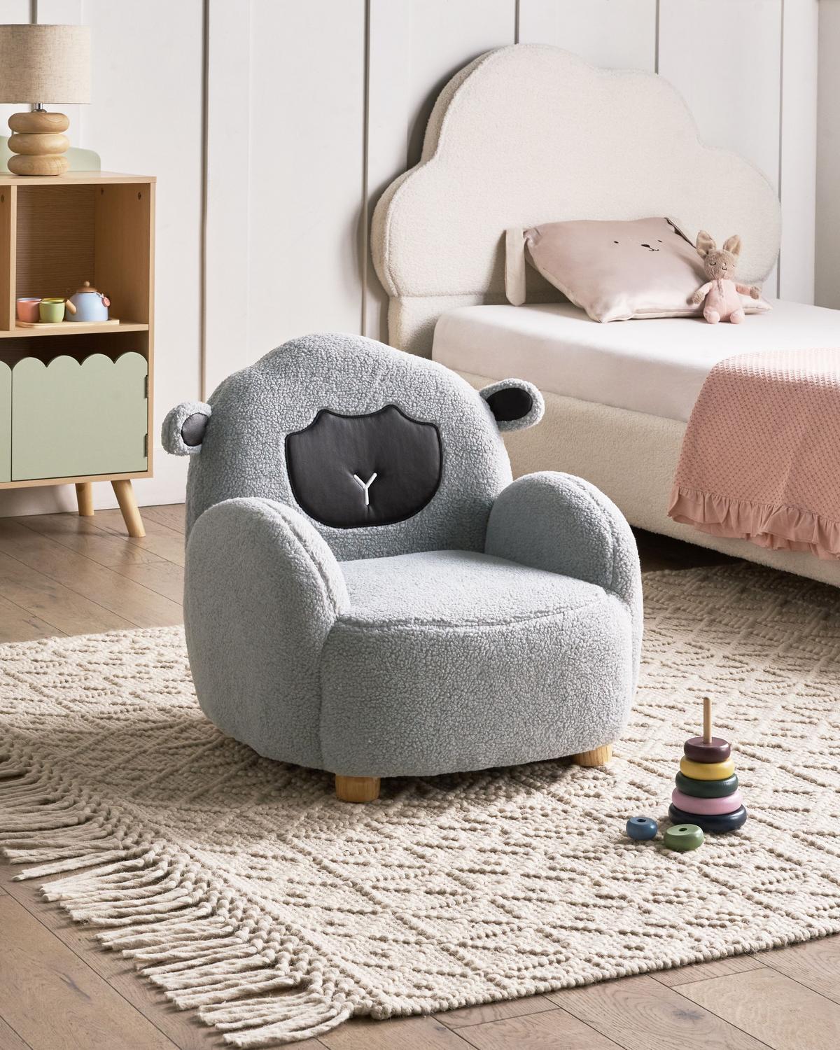 KINDERSESSEL Grau Ula - Braun/Grau, Textil (54/55/55cm) - Beliani