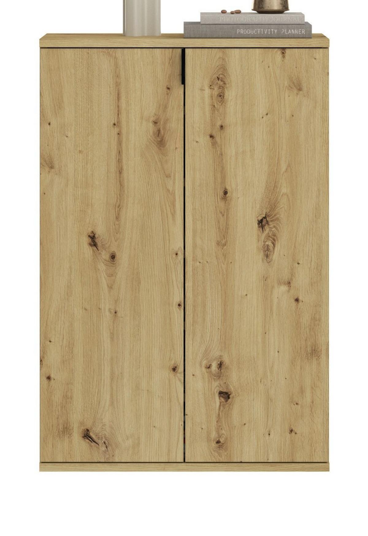 SCHUHSCHRANK Artisan Eiche 61 cm, Flurschrank mit flexibler Inneneinteilung - Schwarz/Eiche Artisan, Holzwerkstoff/Metall (61/99/34cm) - Inn.Furn