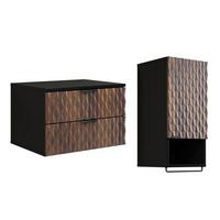 WASCHTISCHUNTERSCHRANK 63cm Nevia 2er-Set Holz und Schwarz - Schwarz, Holzwerkstoff (63/40/48cm) - Petits-meubles