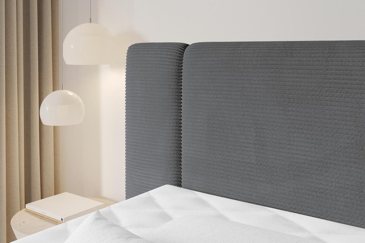 BOXSPRINGBETT mit Matratze H3/H4 - EVON KING - 180x200 cm Dunkelgrau - Graphitfarben, Holzwerkstoff (180/200cm) - ALTDECOR