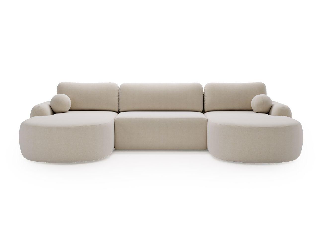 ECKSOFA Aurio U Bouclé-Stoff Creme - Creme/Schwarz, Kunststoff/Textil (347/177cm) - Graingold