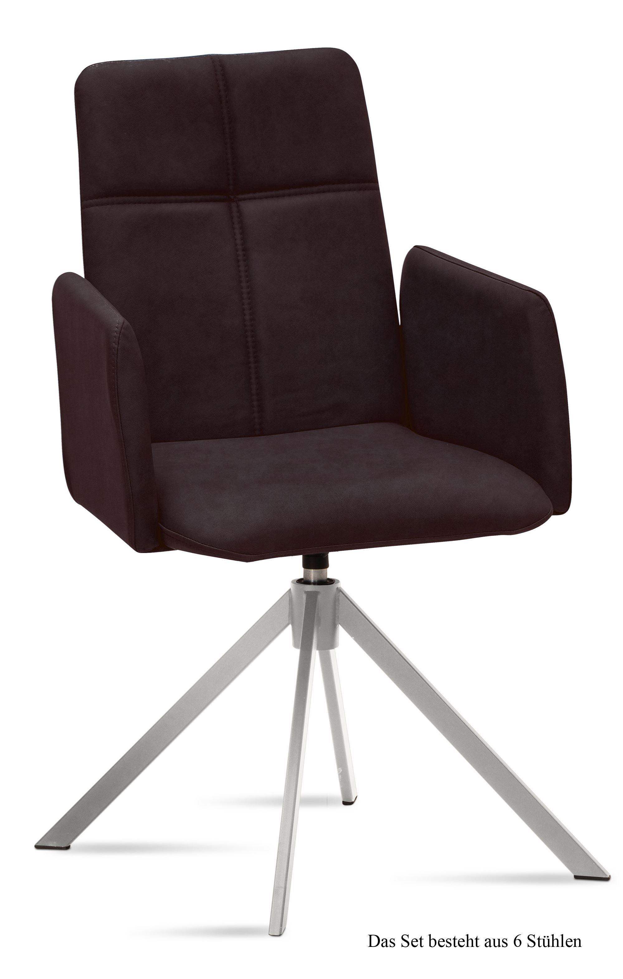 ARMLEHNSTUHL drehbar (6er-Set) Drinka 52x92x60 Edelstahl/Espresso - Edelstahlfarben/Dunkelbraun, Kunststoff (60/92/52cm) - 58aufmkessel