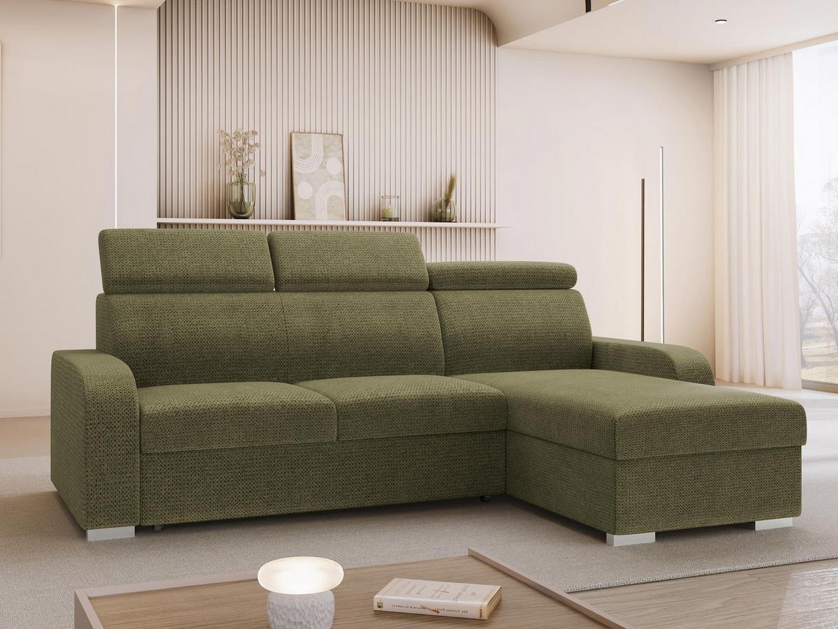 ECKSOFA Oslo 2rLC - Silberfarben/Grün, Holz/Textil (235/170cm) - MIRJAN24