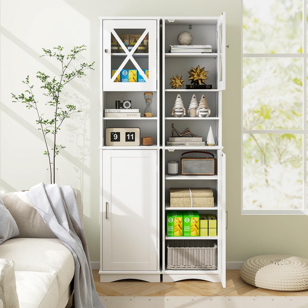 BADEZIMMERSCHRANK Weiß - Weiß, Holzwerkstoff (40/170.5/30cm) - COSTWAY