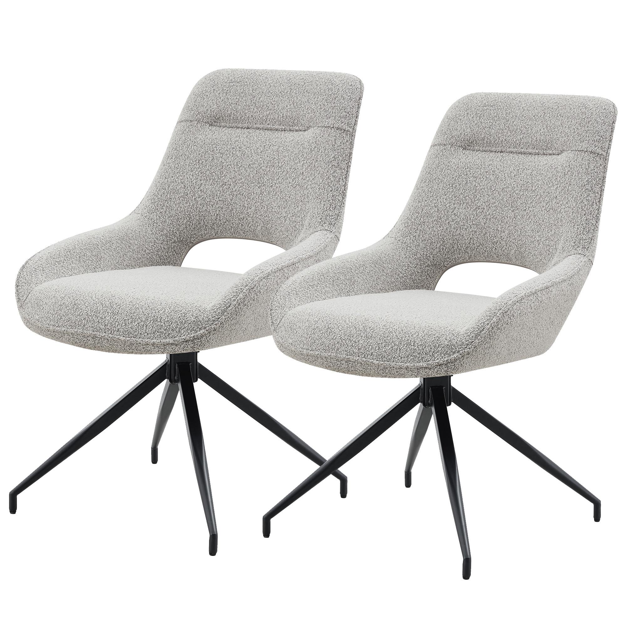 ESSZIMMERSTUHL 2er Set 360° Drehbar Beigegrau Stoff & Schwarzes Metallgestell - Greige, Textil (50/87/50cm) - Urban Meuble