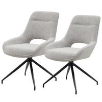 ESSZIMMERSTUHL 2er Set 360° Drehbar Beigegrau Stoff & Schwarzes Metallgestell - Greige, Textil (50/87/50cm) - Urban Meuble