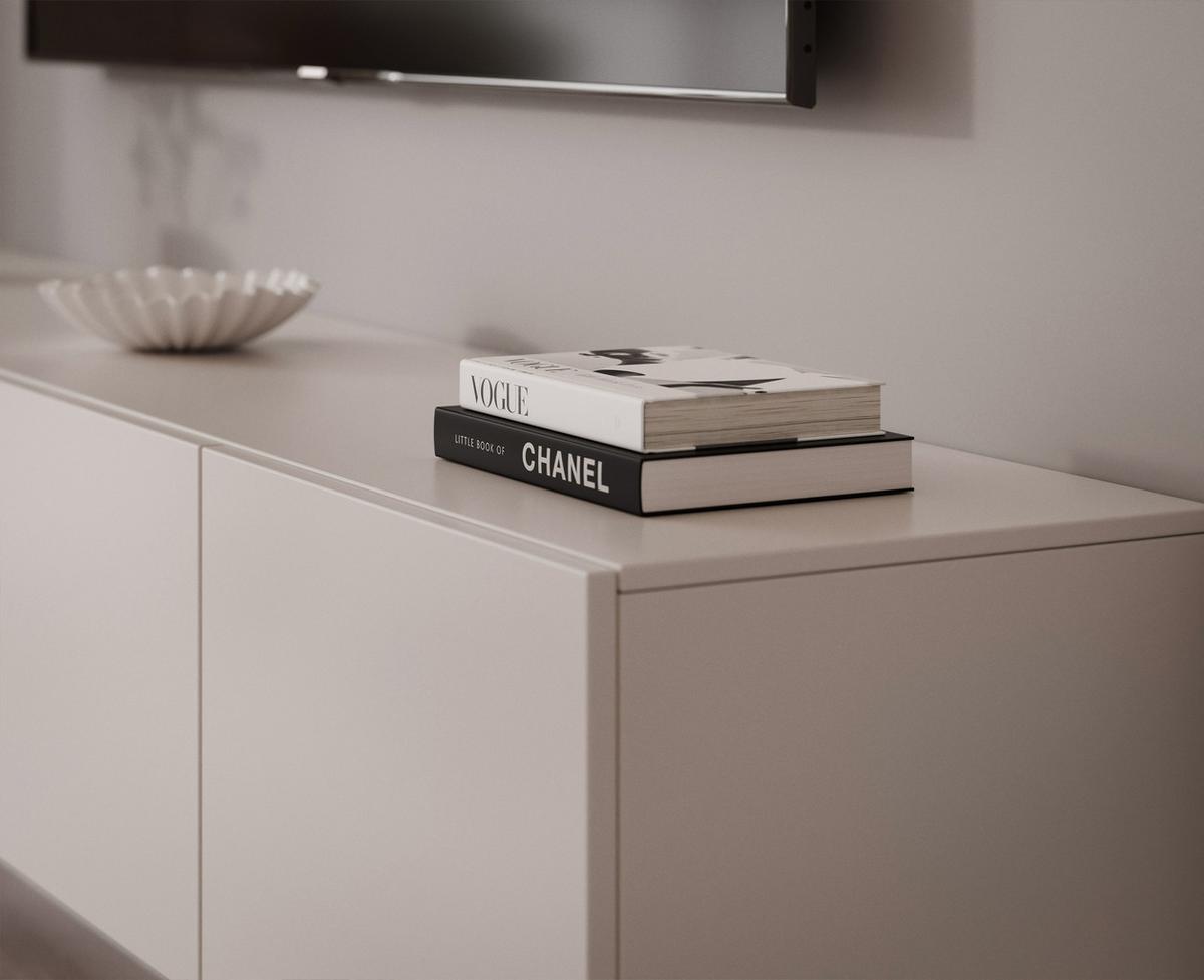 WOHNWAND ANGEL LINE I 2-teilig, mit LED-Beleuchtung, Kaschmir - Kaschmir, Holzwerkstoff (240/180/40cm) - Idohome