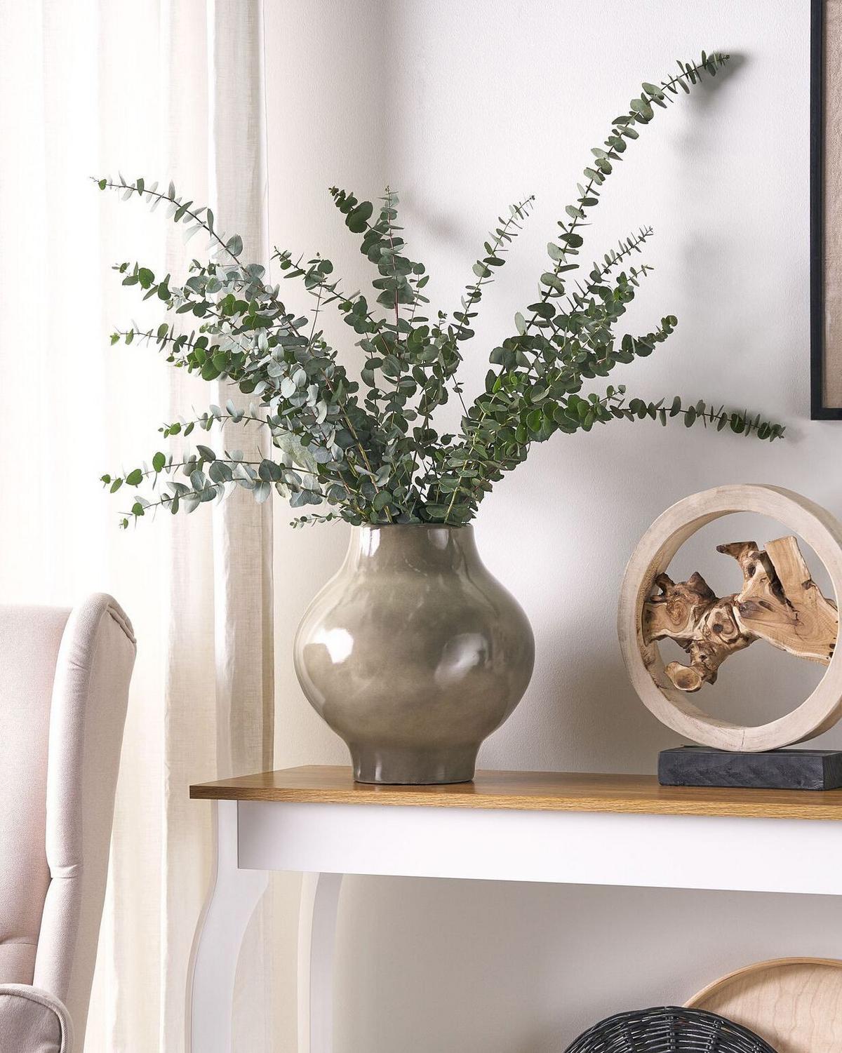 BLUMENVASE Terrakotta beige Magan - Beige, Stein (31cm) - Beliani