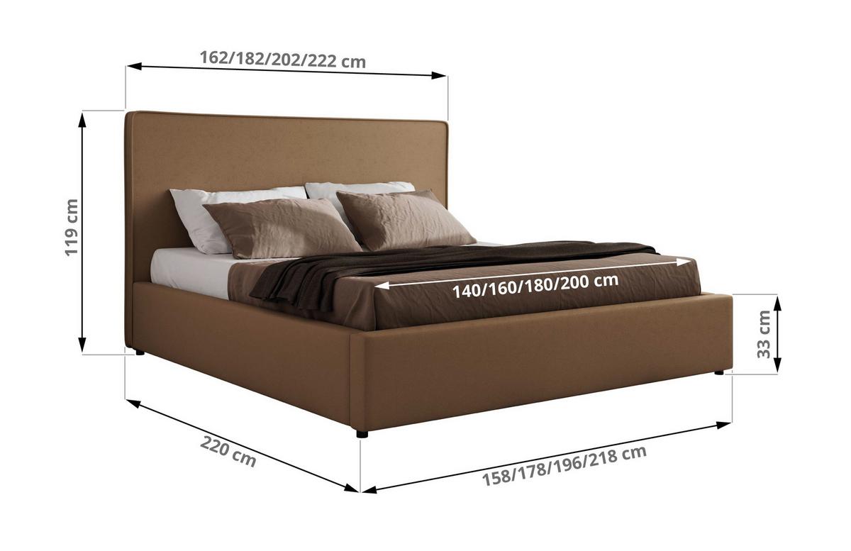 POLSTERBETT CORIVO CLASSIC 140/200 - Braun Kunstleder - ohne Matratze - Braun, Textil (140/200cm) - MKS