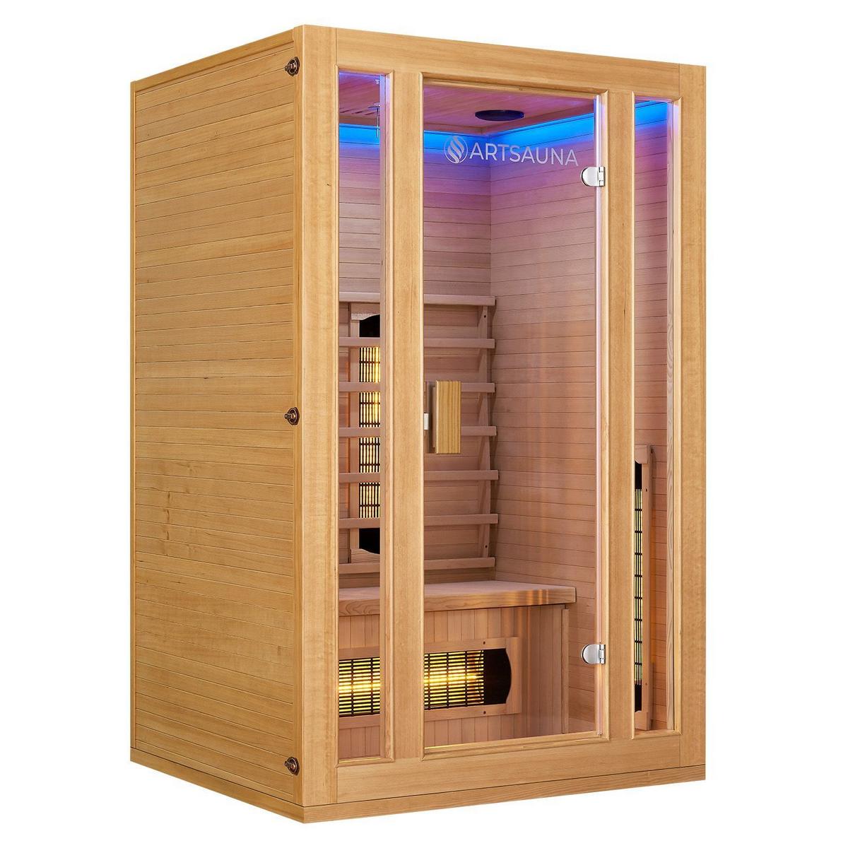 INFRAROTKABINE Nyborg S120V mit Vollspektrum-, Flächenstrahler & Hemlockholz - Naturfarben, Holz (120/190/105cm) - Artsauna