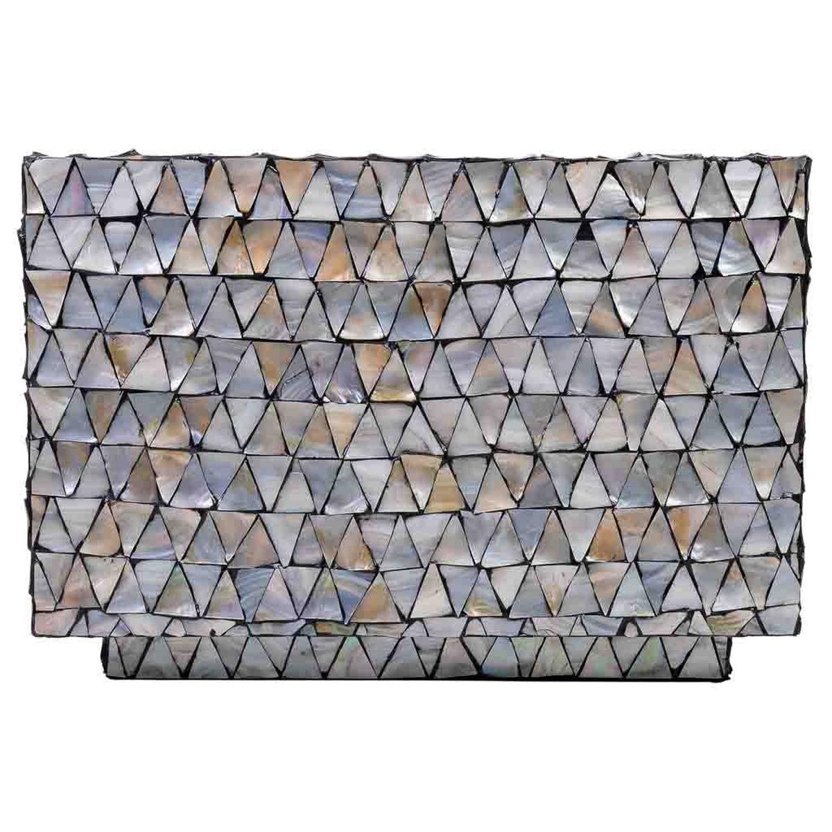 COUCHTISCH aus grauem Holz und Perlmutt, 65x65x45 cm - Grau, Holz (65/65/45cm) - Wanderlust