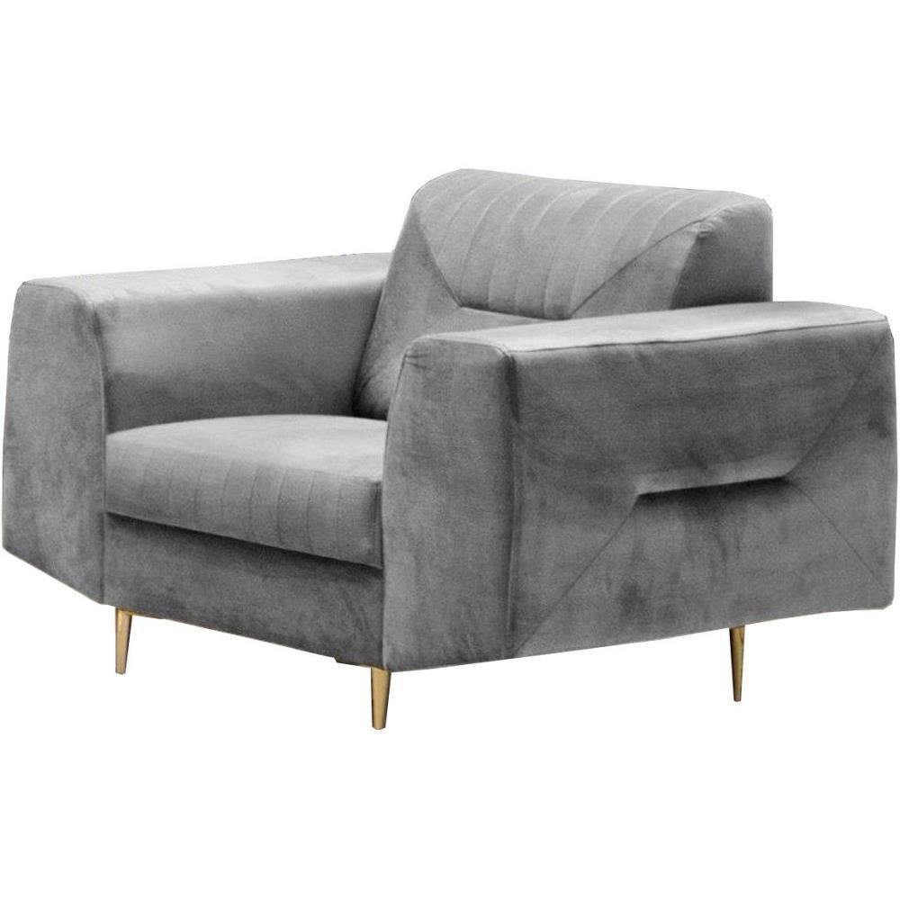 RELAXSESSEL Venezia hellgrau mit goldenen Beinen - Goldfarben/Hellgrau, Textil/Metall (112/85/94cm) - Beautysofa