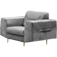 RELAXSESSEL Venezia hellgrau mit goldenen Beinen - Goldfarben/Hellgrau, Textil/Metall (112/85/94cm) - Beautysofa