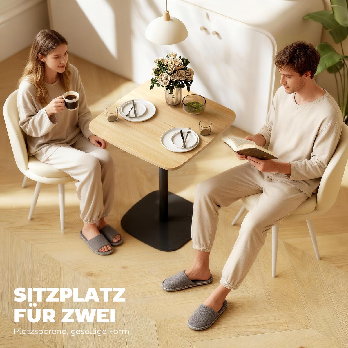 ESSTISCH MDF Stahl Naturholz - Schwarz/Naturfarben, Holzwerkstoff/Metall (60/60/75cm) - HOMCOM
