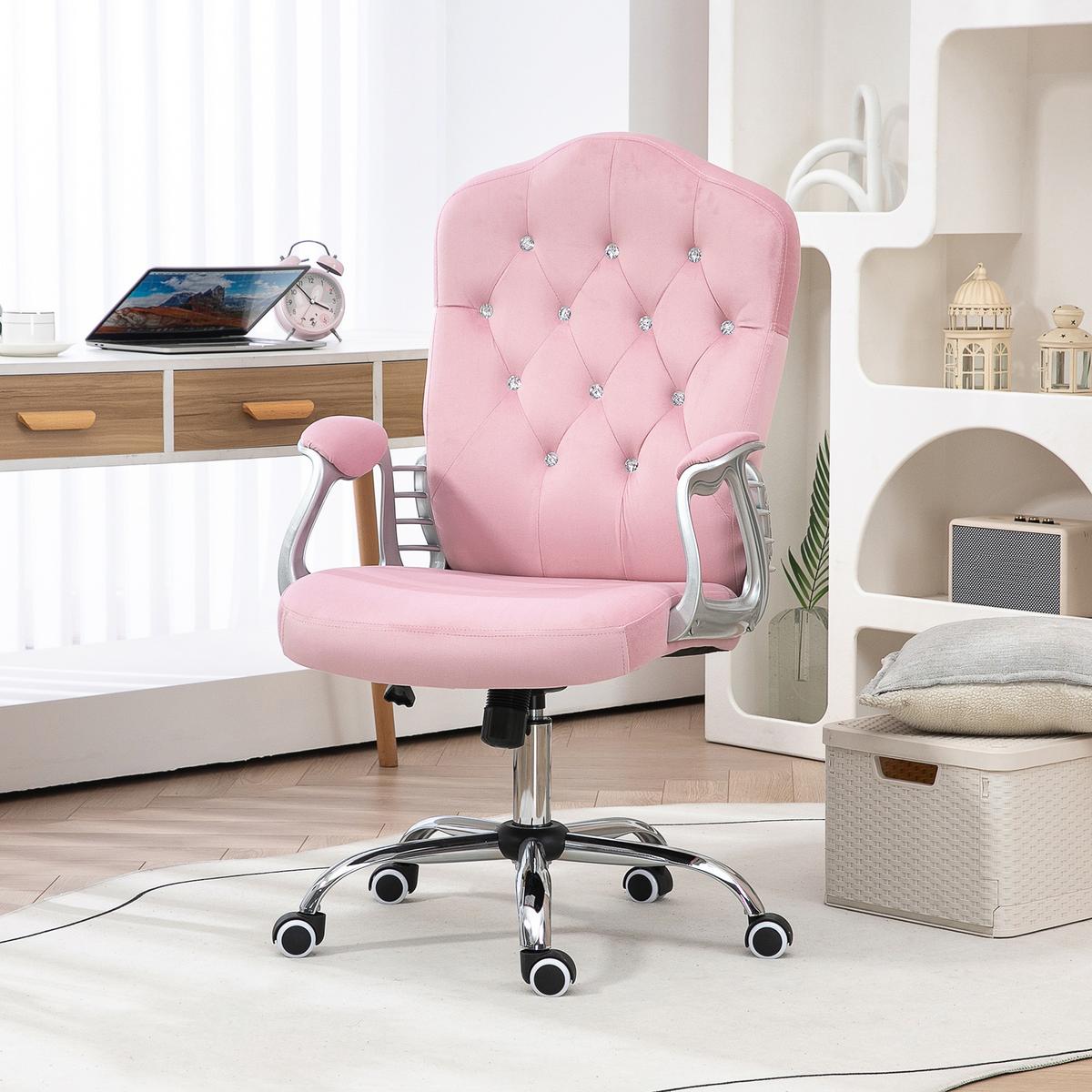 BÜROSTUHL Ergonomisch Schreibtischstuhl mit Wippfunktion für Home Office, Rosa - Rosa, Kunststoff (61/114/61cm) - Vinsetto